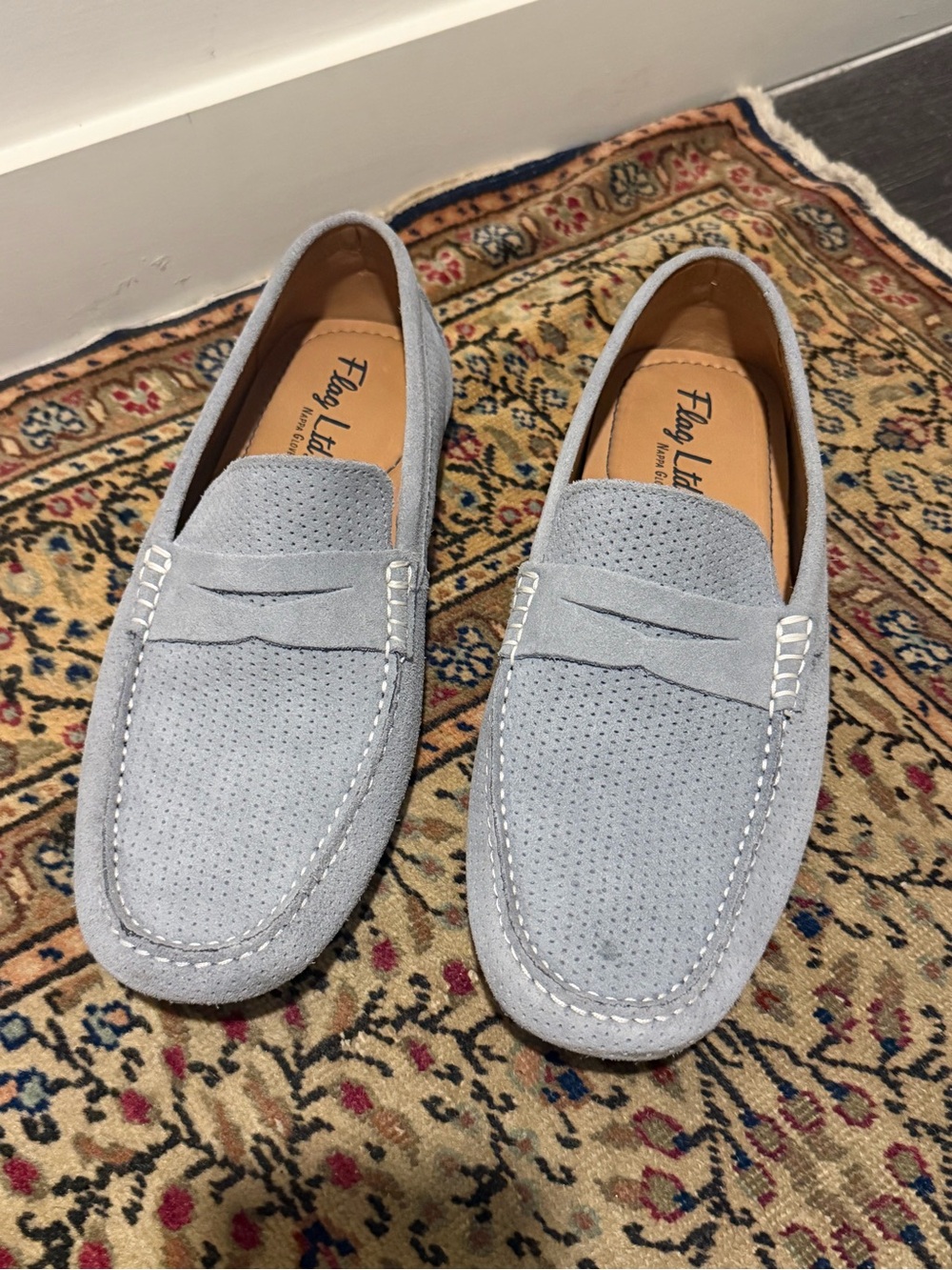 Flag Ltd Men’s Light Blue Suede Penny Loafers Sz. 10